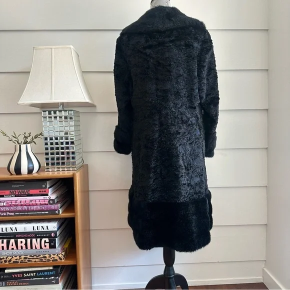 Vintage Black Faux Fur Coat by Rosewin - Picture 4 of 12